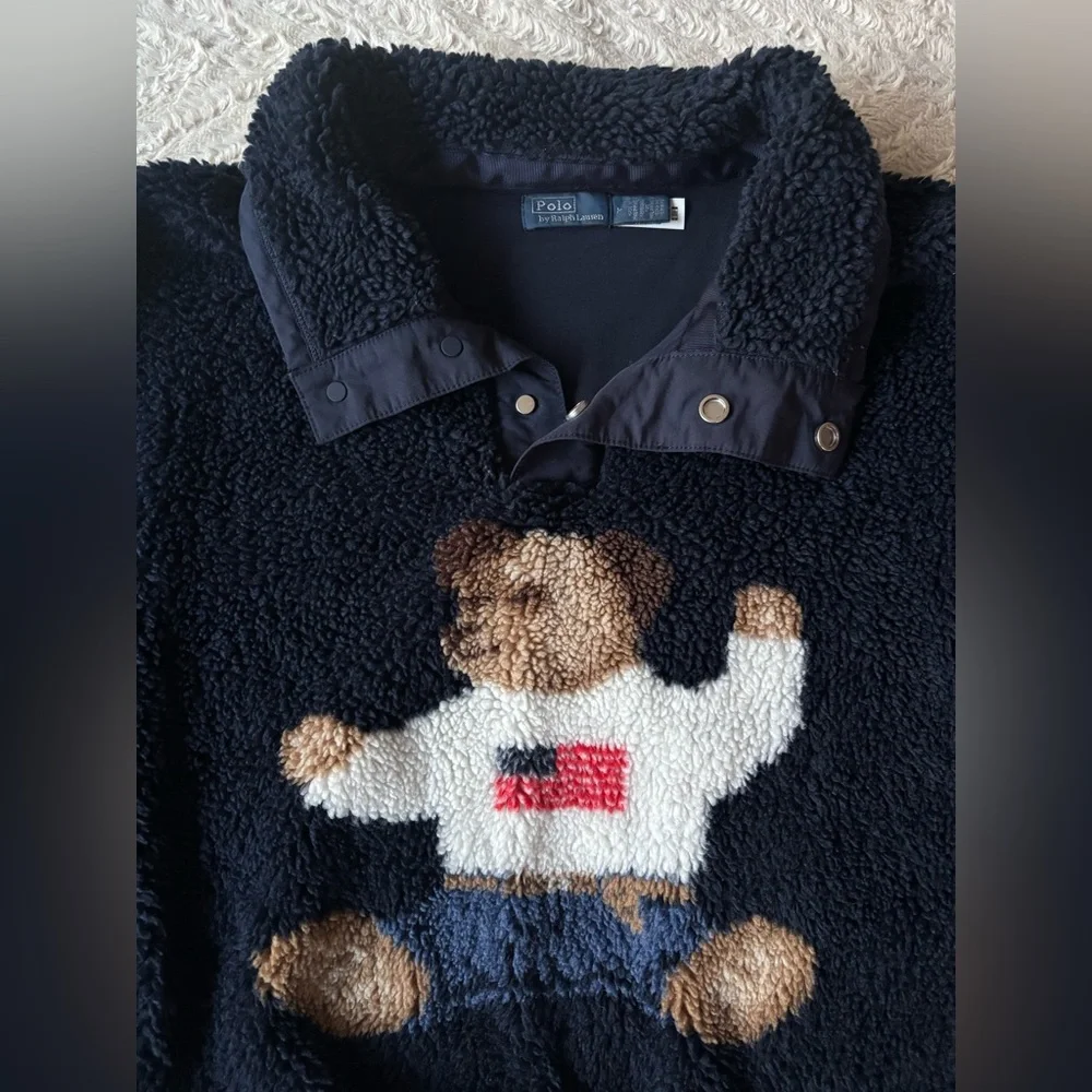Polo Ralph Lauren Vintage Polo Bear Fleece Sweatshirt M - Picture 2 of 6